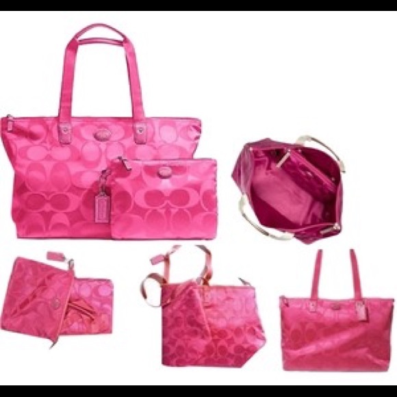 COACH Signature Nylon Packable Weekender bag getaway travel tote duffel 77316 - Picture 10 of 13